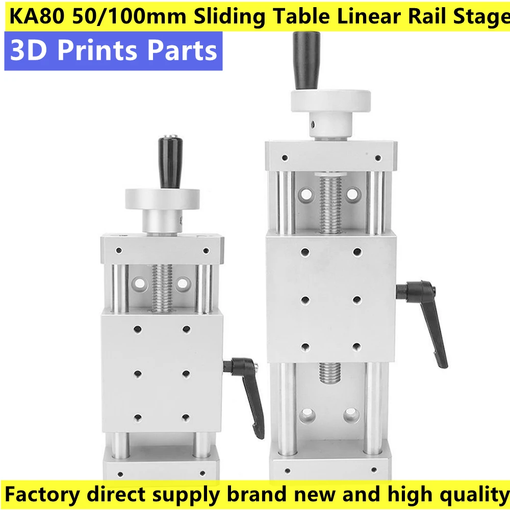 

Brand New KA80 50/100mm Sliding Table Linear Rail Stage Aluminum Alloy Manual Stage Linear Guide Cross CNC 3D Prints Parts