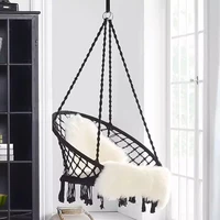nordic style round hammock anti rollover swing rope outdoor indoor hanging tassel hanging chair garden seat for child adult