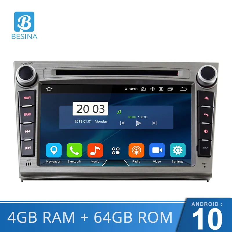 Автомобильный DVD плеер Besina In dash Android 10 0 для SUBARU OUTBACK 2008 2013 Wi Fi стерео GPS 4 Гб + 64 ГБ