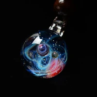 boeycjr universe glass bead planets pendant necklace galaxy rope chain solar system design necklace for women christams gift