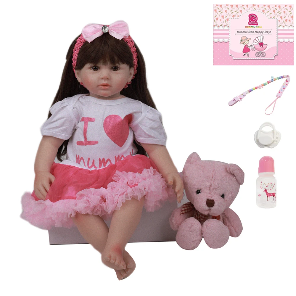 

24" 60cm Silicone Reborn Toddler Princess Toy New Bebe Doll For Girl Vinyl Newborn Baby Alive Girl Child Birthday Gift Boneca