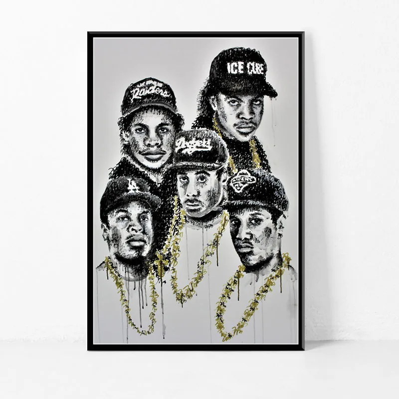 

N.W.A Hip Hop Music Rap Star Ice Cube Dr.Dre Eazy-E Old School Art Painting Canvas Poster Wall Home Decor obrazy plakat