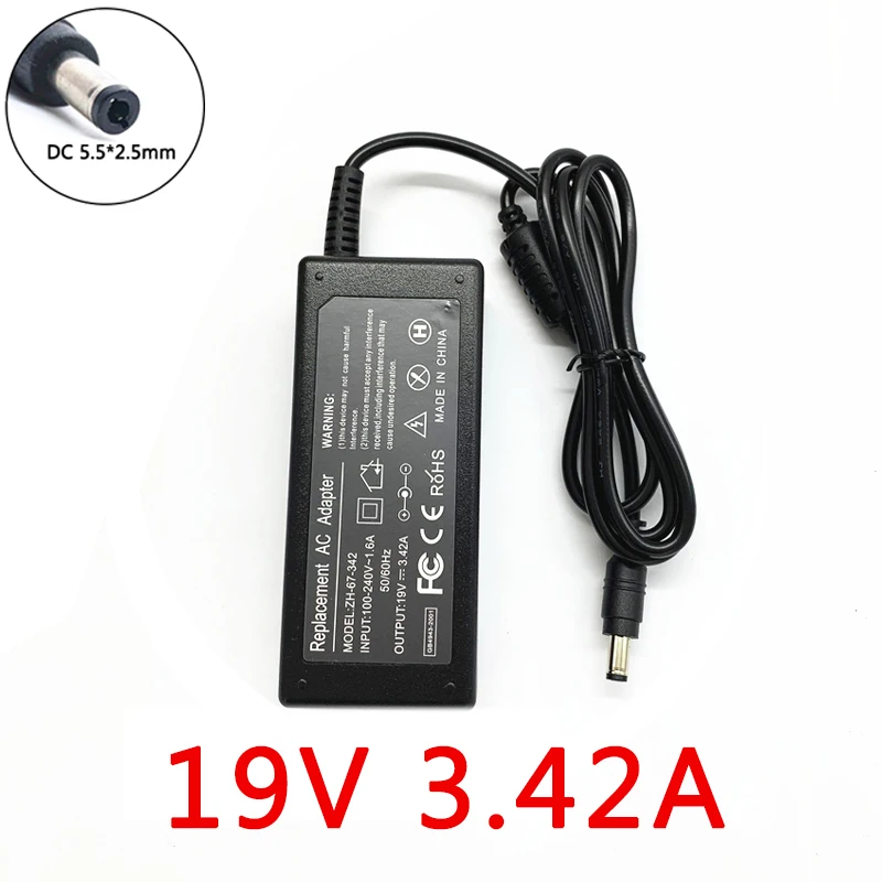 

AC 100-240V DC 19V 3.42A 65W Power Adapter For ASUS x450 X550C x550v w519L x751 Power Supply Portable DC Plug 5.5-2.5/2.1mm