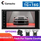 Автомобильный мультимедийный плеер Camecho для Toyota Corolla, стерео-система на Android 9,1, с GPS, FM-радио, 1 ГБ ОЗУ, 16 Гб ПЗУ, экран 7 дюймов, типоразмер 2 Din