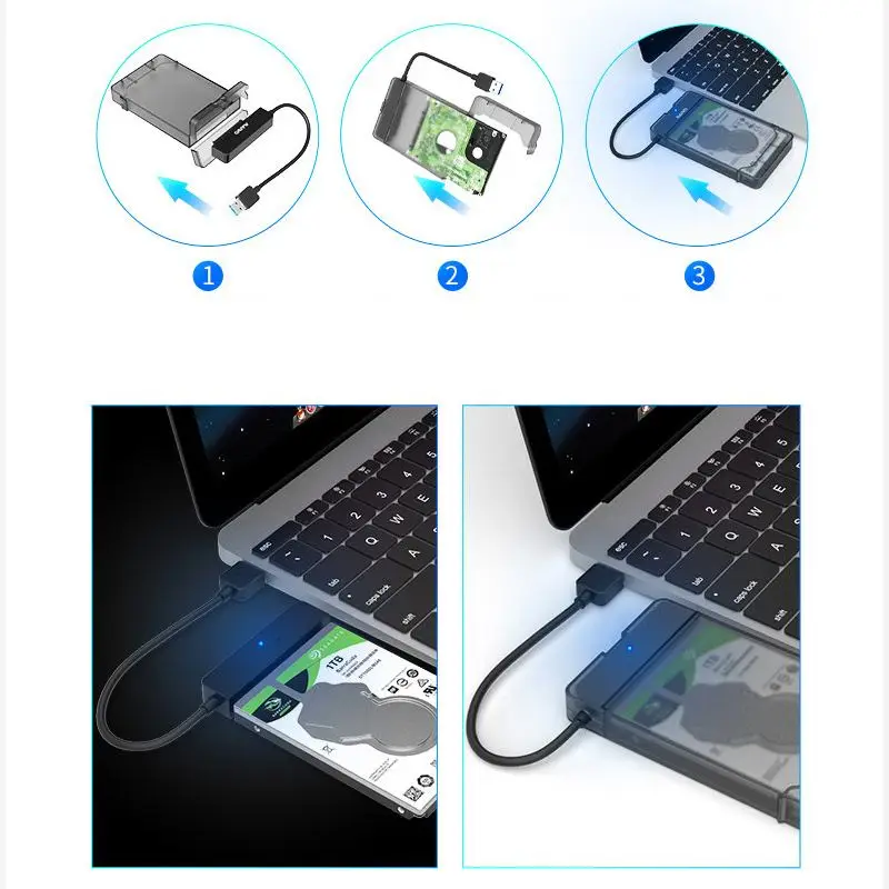 Прозрачный корпус 2 5 дюйма для HDD SSD чехол SATA к USB 3 0 внешний жесткий диск адаптер