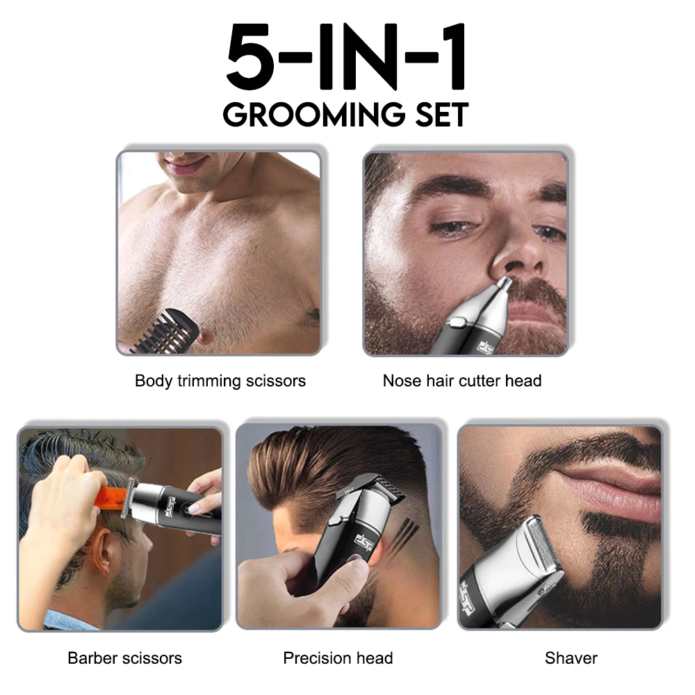 5 в 1 электробритва машинка для стрижки волос Перезаряжаемые электрическая