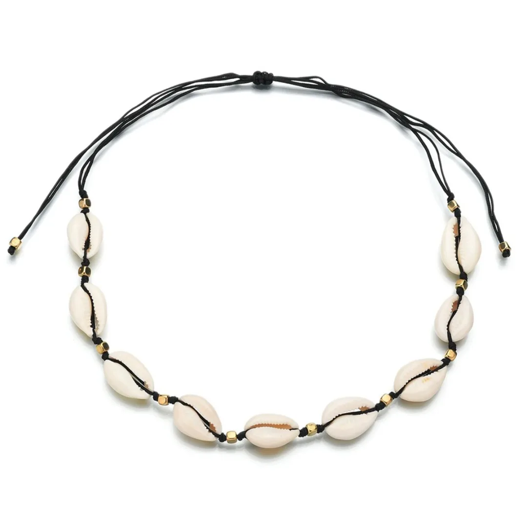Shell Choker Necklace Women Vintage Mini Beaded Adjustable Weaving Rope Chain Natural Handmade Jewelry | Украшения и аксессуары