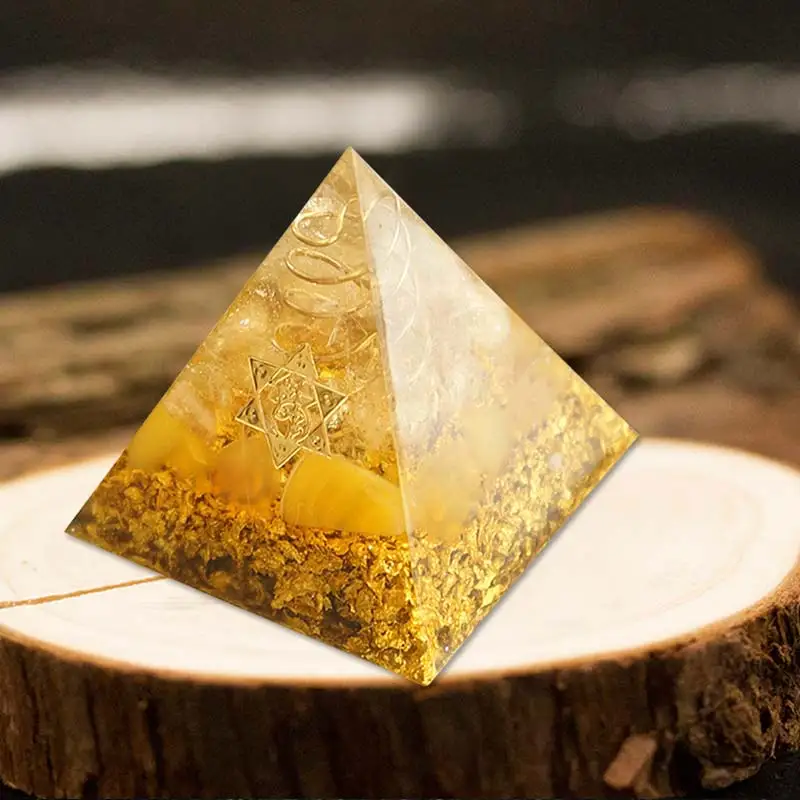 Orgonite Пирамидка 6 см символизирует Lucky цитрин Пирамида преобразователь энергии