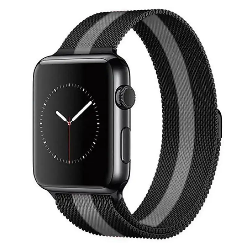 Ремешок для Apple Watch 42 mm/44 mm Миланская петля Elite (Milanese Loop) black+grey line - купить по