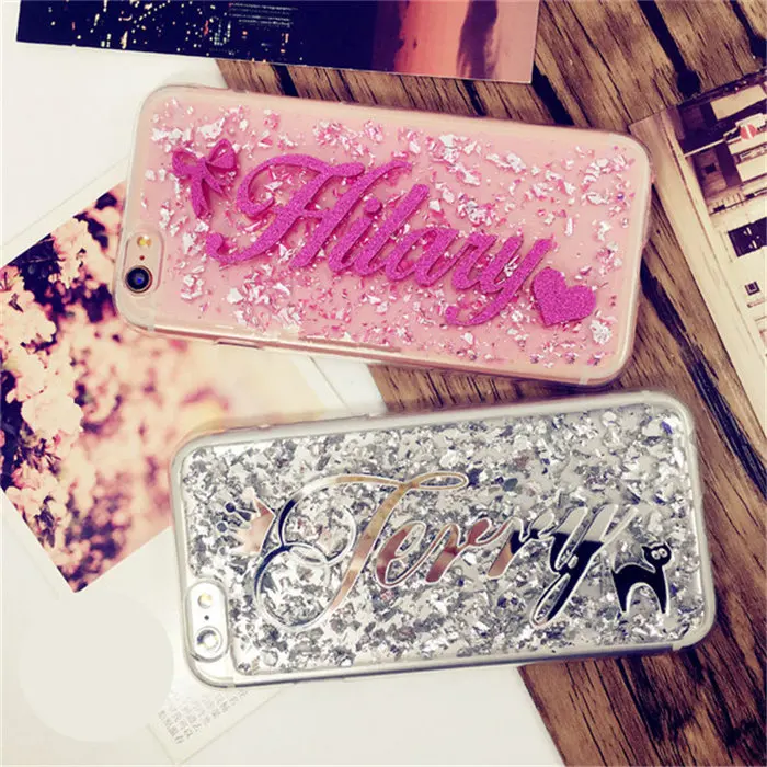 For iPhone 6 6S 7 8 Plus X XS MAX XR 11 Pro Max Bling foil Personality Custom name Phone Case Soft Silicone Glitter Back Cover |