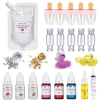 diy lip gloss kit moisturizing clear lip gloss base gel 100ml with lipgloss tubes pigment powder glitter flavor essence oils