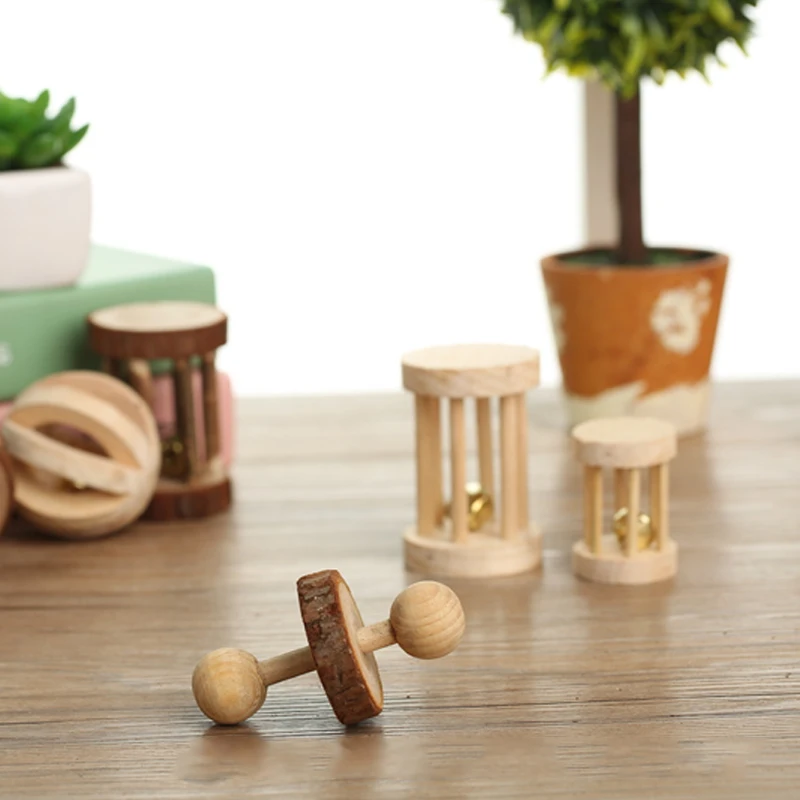 Милые натуральные деревянные строительные гантели из сосны роликовые