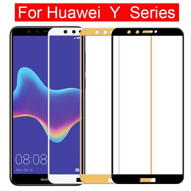 Закаленное стекло с полным покрытием для Huawei Y5 Y6 Y7 Prime 2018 Y9 2019 Защитная пленка Honor Y
