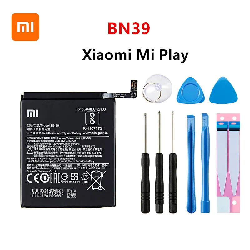 xiao mi 100 orginal bn39 3000mah battery for xiaomi mi play bn39 high quality phone replacement batteries tools free global shipping