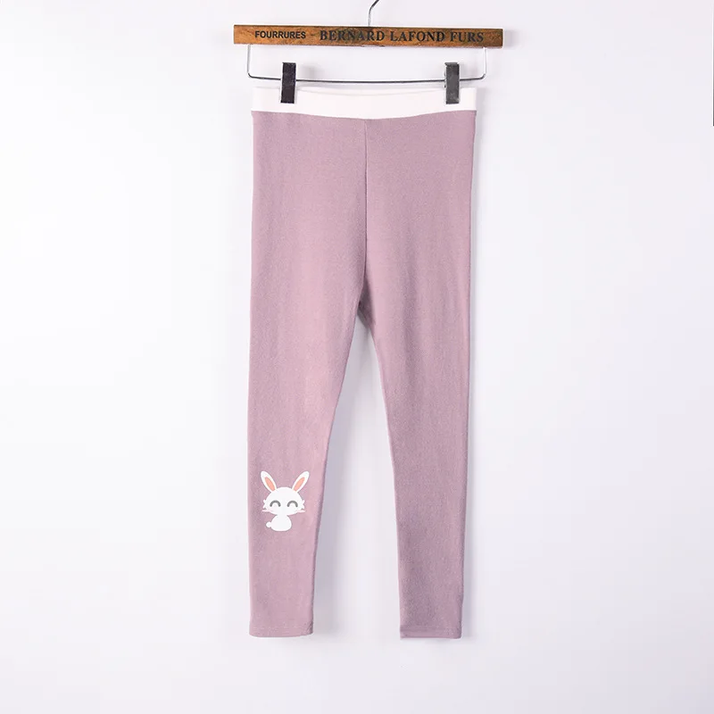Леггинсы для девочек однотонные спортивные брюки леггинсы с мультяшным Кроликом