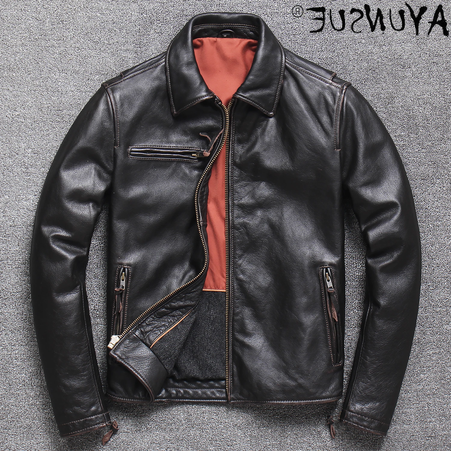 

Genuine 2021 Men's Leather Jacket Men Clothing Motorcycle Retro Autumn Coat Male Thick Cowhide Mens Jackets Ropa LXR629