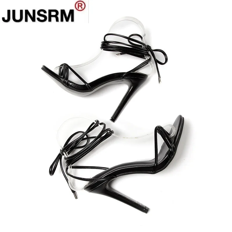 

11.5CM Fine High Heels Sandals Footwear Cross-tied Ankle Strap Summer Sandals Shoes Women Female Sexy Shoes Zapatos Mujer 2021