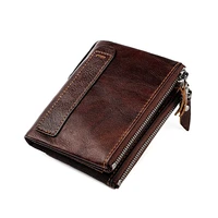 high quality genuine leather mens wallet vintage wallets for men multi functional double zipper coin purse rfid card holder new