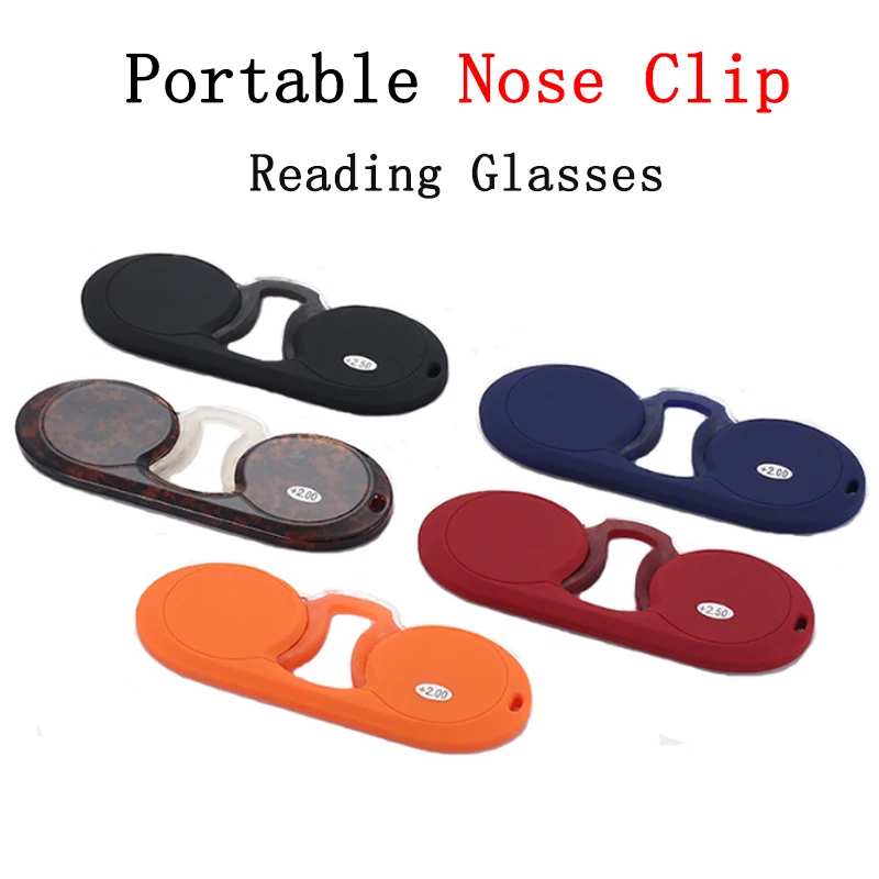 

Portable Silicone Nose Clip Pocket Reading Glasses Men Women Mini Keychain Magnifying Presbyopic Rimless Readers Spectacles