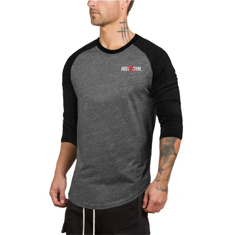 

Men Fashion Brand New Clothing Mens Print Casual Shirt Autumn Pullover Men O-Neck Pull Homme Top Men Slim Fit 3/4 Sleeve Shirt