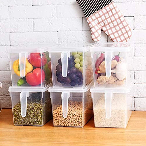 

Fridge Storage Containers,Stackable Fridge Organizer with Handle to Keep Fresh for Fruits,Vegetables,Meat,4 Pack,Clear