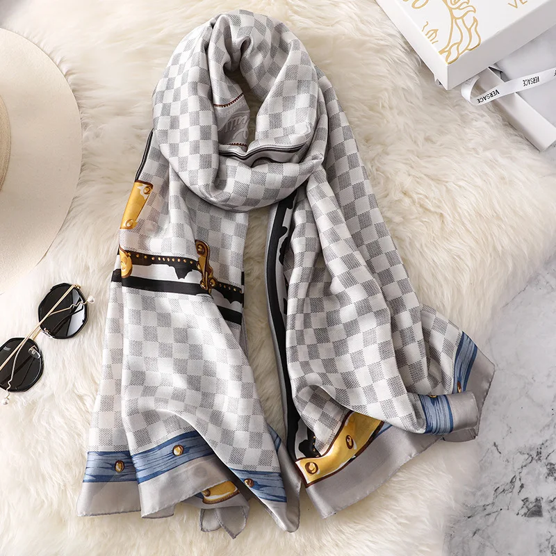 

Luxury Brand New Products Women's Silk Scarves Beach Shawl Turban Shawl Echarpe Designer Turban Silk Scarf Free Shipping