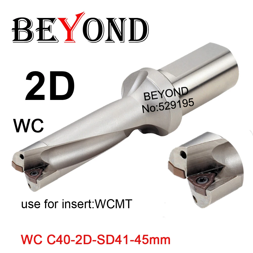 BEYOND 41-45mm WC 2D Indexable U Drill bit WCMX WCMT 080412 insert SD 42 43 44mm C40 triangle coolant U Drilling Shallow Hole