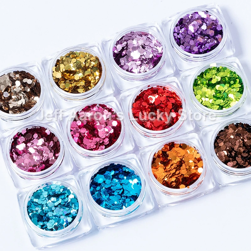 1 горшок поддельные ногти аксессуары шестигранные голографические блестящие