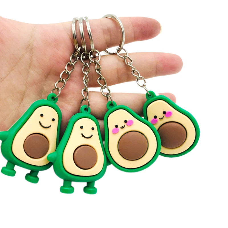 

Fashion Simulation Fruit Avocado Smile-shaped Keychain 3D Soft Resin Avocado Key Chains Jewelry Fashion Wedding Party Gift