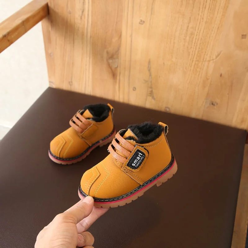 Детская одежда для мальчиков Ботинки Мартенс Зимние теплые бархатные зимние