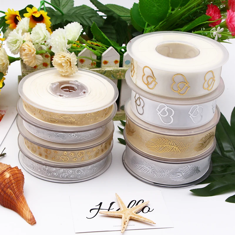 DIY атласная лента& organdy сердце лента отделка для шитья для свадебных поделок украшения Упаковочные материалы для подарков