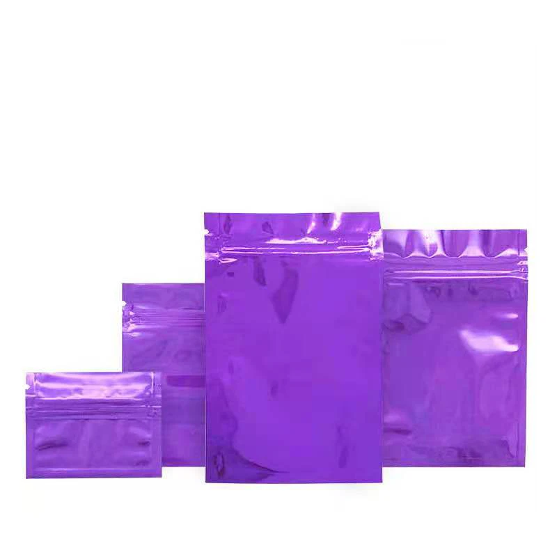 

1000pcs/Lot Purple Glossy Foil Ziplock Bags Resealable Food Package Bag for Tea Coffee Nuts Packing Pouches
