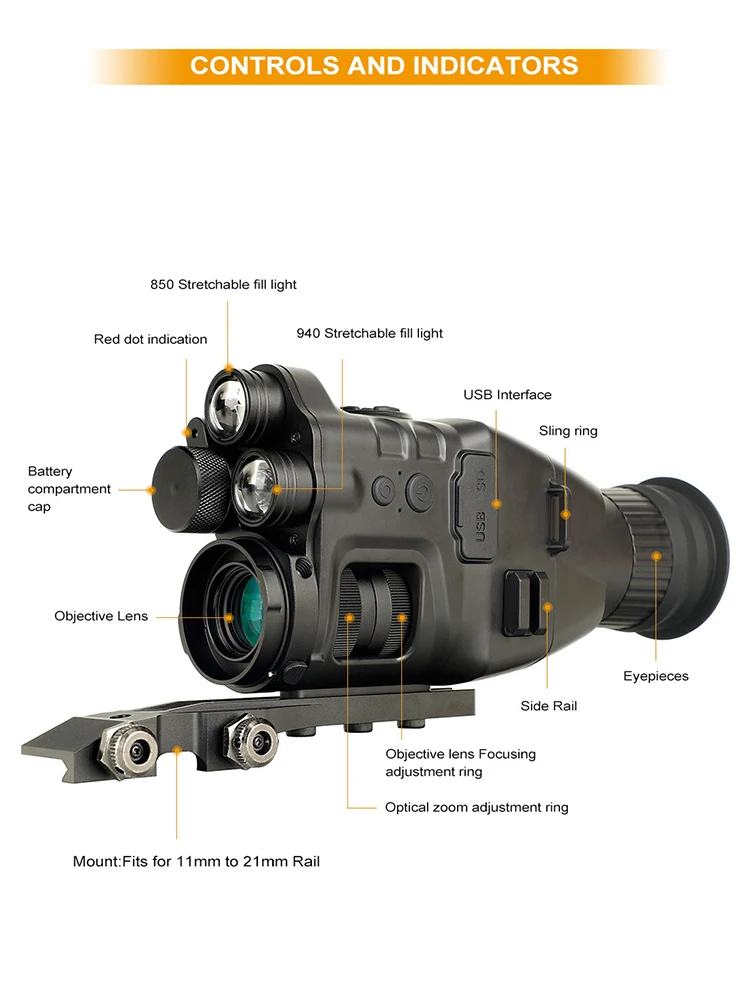 Тепловизор с объективом Full HD монокулярный телескоп ночного видения для охоты
