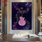 Картины с символами музыки гитары, алмазная вышивка, полная вышивка, квадратнаякруглая 5D алмазная живопись, мозаика, вышивка, картины