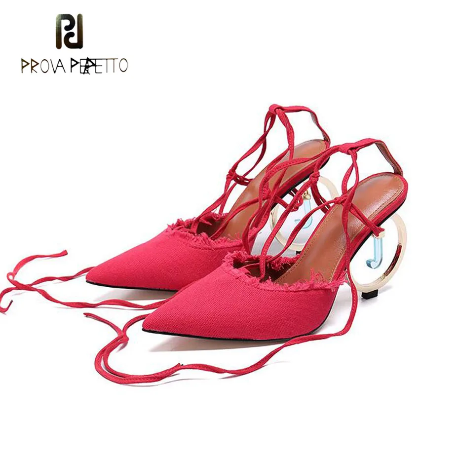 Online Prova Tempat Yang Hebat Lady Menunjuk Toe Aneh Gaya Tumit Wanita Pumps Pergelangan Kaki Cross Diikat Belakang Terbuka Pesta Sandal Tumit Tinggi