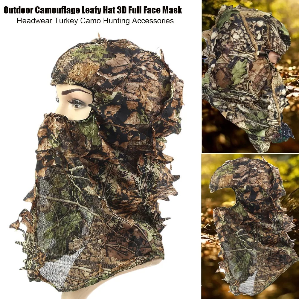 

Уличная камуфляжная листовая шапка из полиэстера, 3D маска на все лицо, головной убор, турецкий камуфляж, аксессуары для охоты