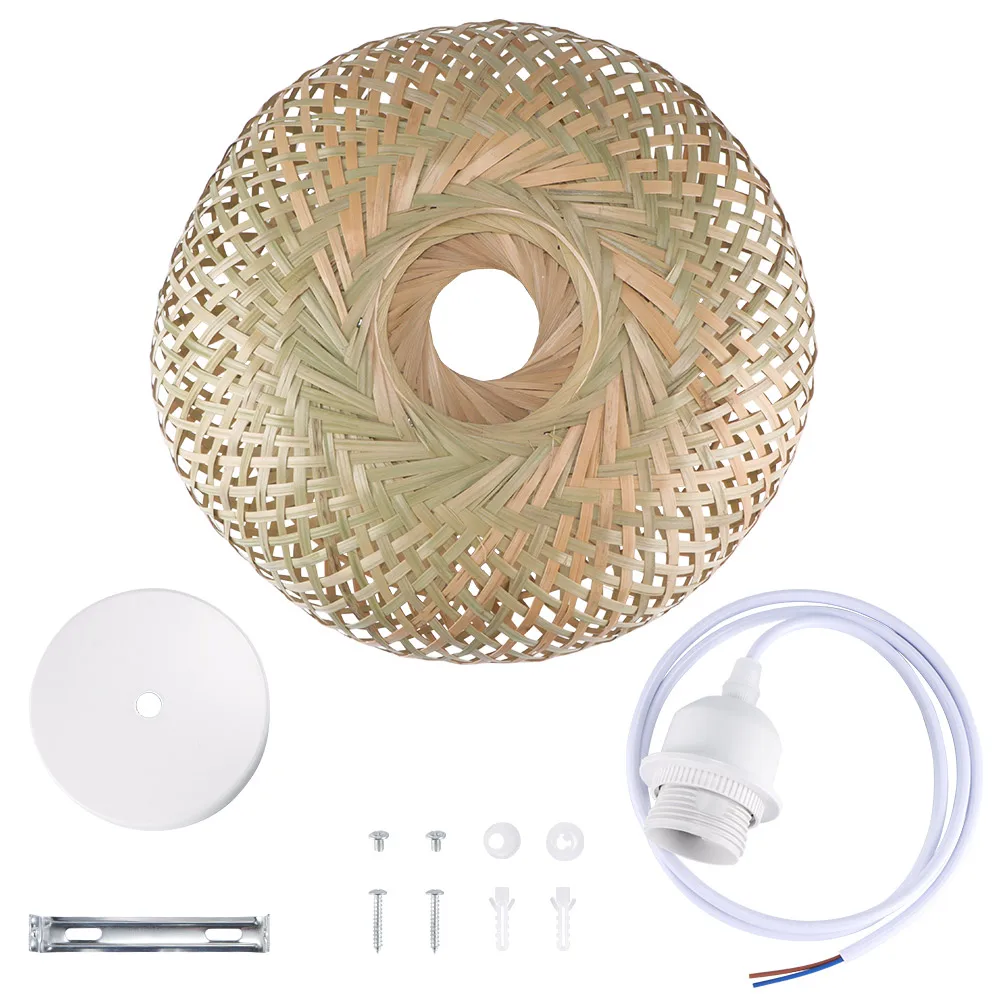 Новый китайский бамбуковый ткацкий светильник антикварный подвесной E27 лампы