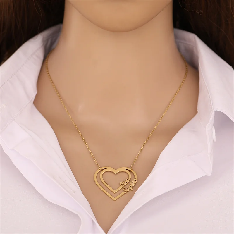 

Ожерелье женское из нержавеющей стали под заказ с двумя именами