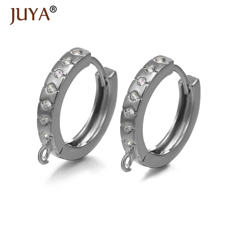 Handmade DIY Hoop Earrings Accessories for Jewelry Making Copper CZ Zircon Gold Color Round Earring Hooks Clasps Findings | Украшения и