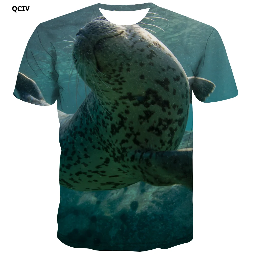 Футболка QCIV мужская с морским львом забавная тенниска изображением морского дна
