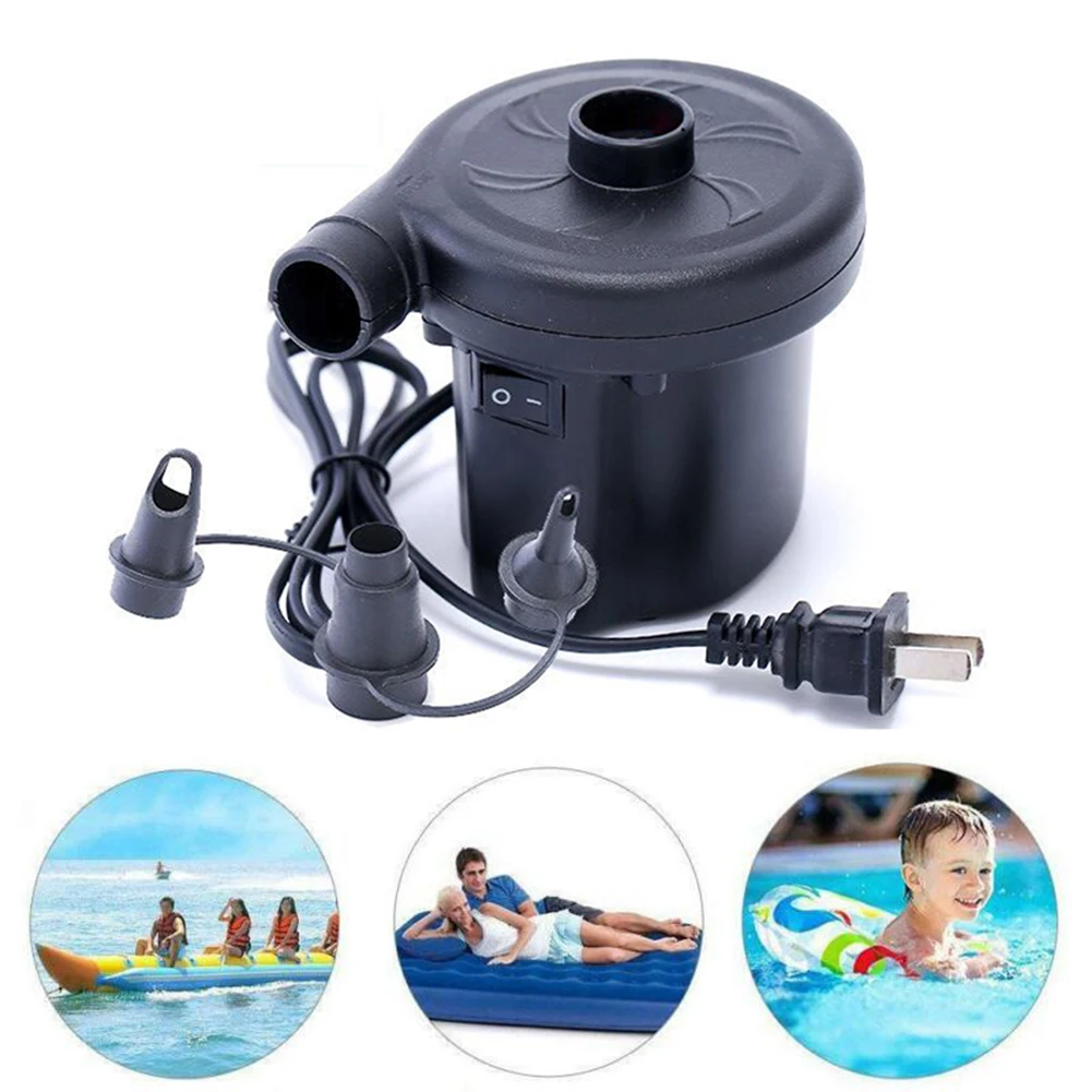 

220V Electric Inflatable Pump Quick Air Filling Compressor With 3 Nozzles US Plug For Car Camping Life Buoy Boat Cushion Home