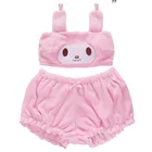 Пикантная Милая Пижама на мягких бретелях, нижнее белье Sanrios, аниме Kuromi Melody Cinnamoroll, Сексуальная Домашняя одежда для девушек, плюшевый комплект с бюстгальтером из молочного шелка