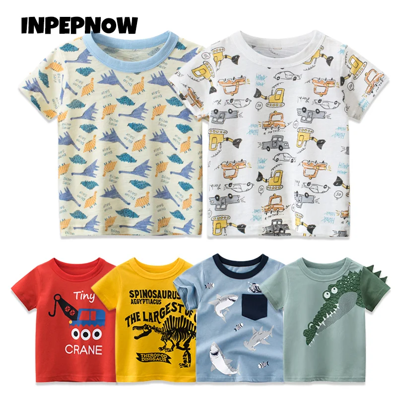 

INPEPNOW Cartoon Children's T-shirts for Boys Girls T Shirts 2021 Spring Summer Cotton Baby Clothing Tee Shirt Kids Tops Clothes