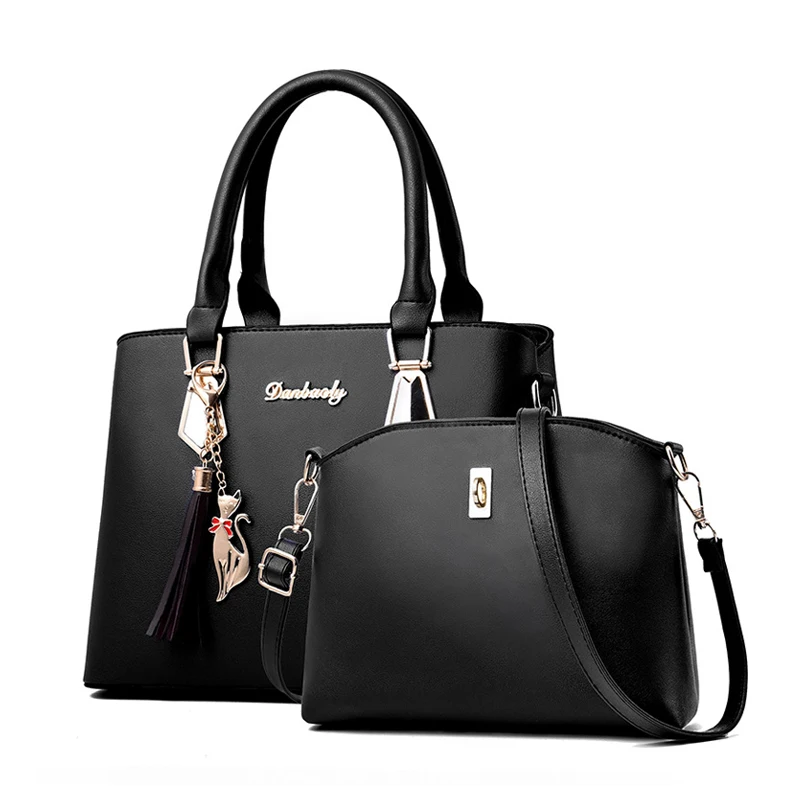 

YOUNNE Women Bag Large Capacity Female Tassel Handbag Luxury Handbags plaid Women Bags Designer 2021 Set 2 Pieces Bags