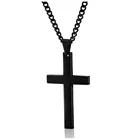 Модное простое черное ожерелье goldenscolo с одним крестом для мужчин и женщин, христианский крест, подвеска, ожерелье, ювелирные изделия оптом