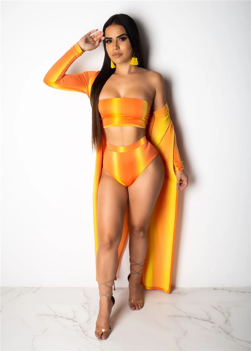 Летний купальник бикини летний комплект из 3 предметов для женщин с принтом в