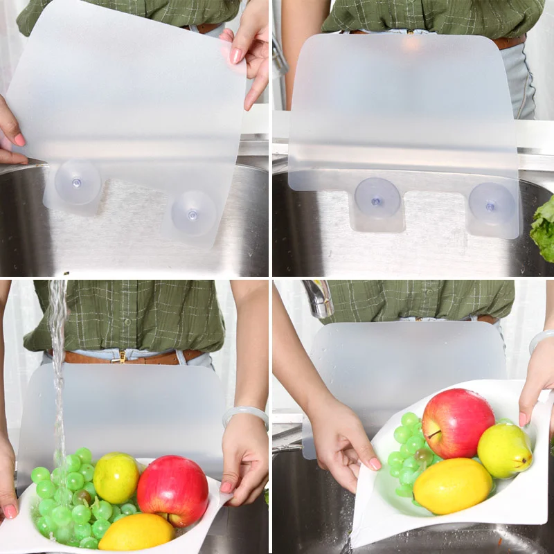 

Anti Splash Water Baffle Board Water Guard Splatter Sucker Screen Kitchen Sink Tool UD88