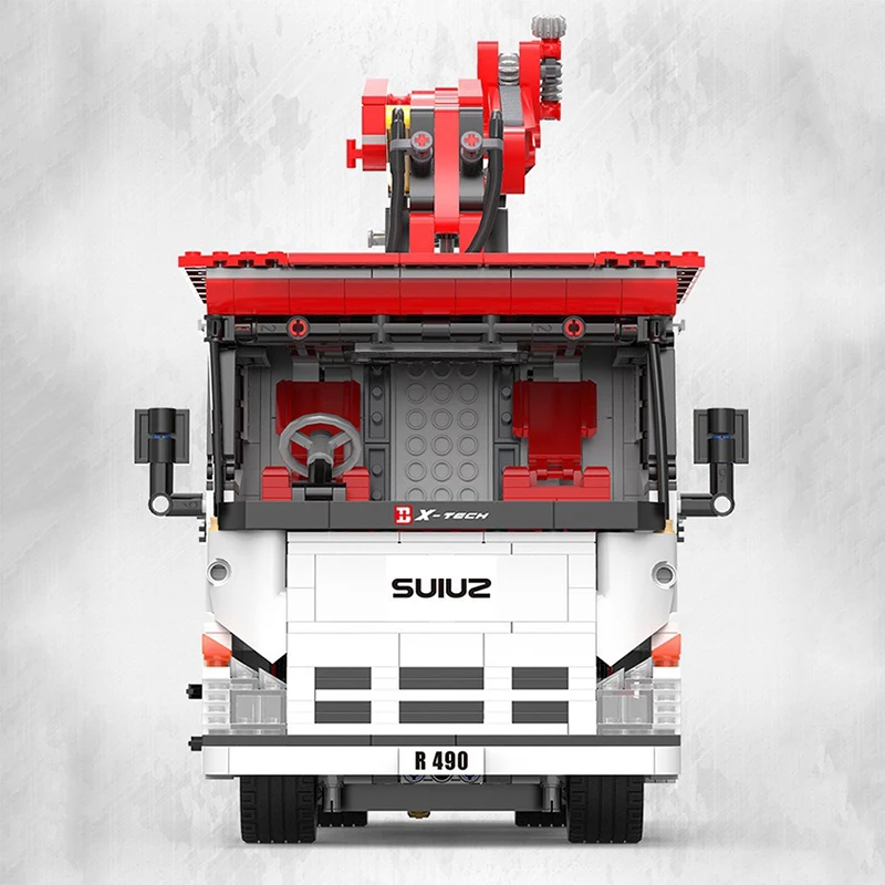 

Diy Creative Assmbly Rc Crane Truck Telescopic Boom Rotaable Platform Lift Air Pressure Openable Door App Control Children's Toy