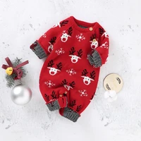 winter christmas baby rompers toddler deer snowflake pattern long sleeve round neck fawn sweater jumpsuit kids xmas clothing