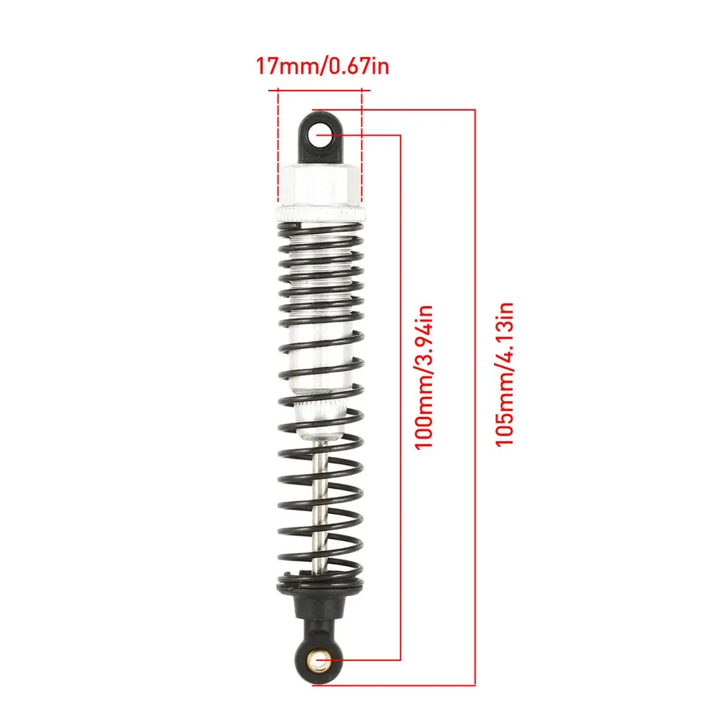

4pcs 100mm Metal Shock Absorber Suspension Damper For 1/10 RC Car Off Road Bigfoot Traxxas HSP Redcat RC4WD Tamiya Axial